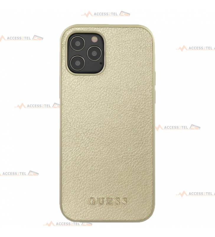coque de téléphone guess en cuir doré pour iphone 12