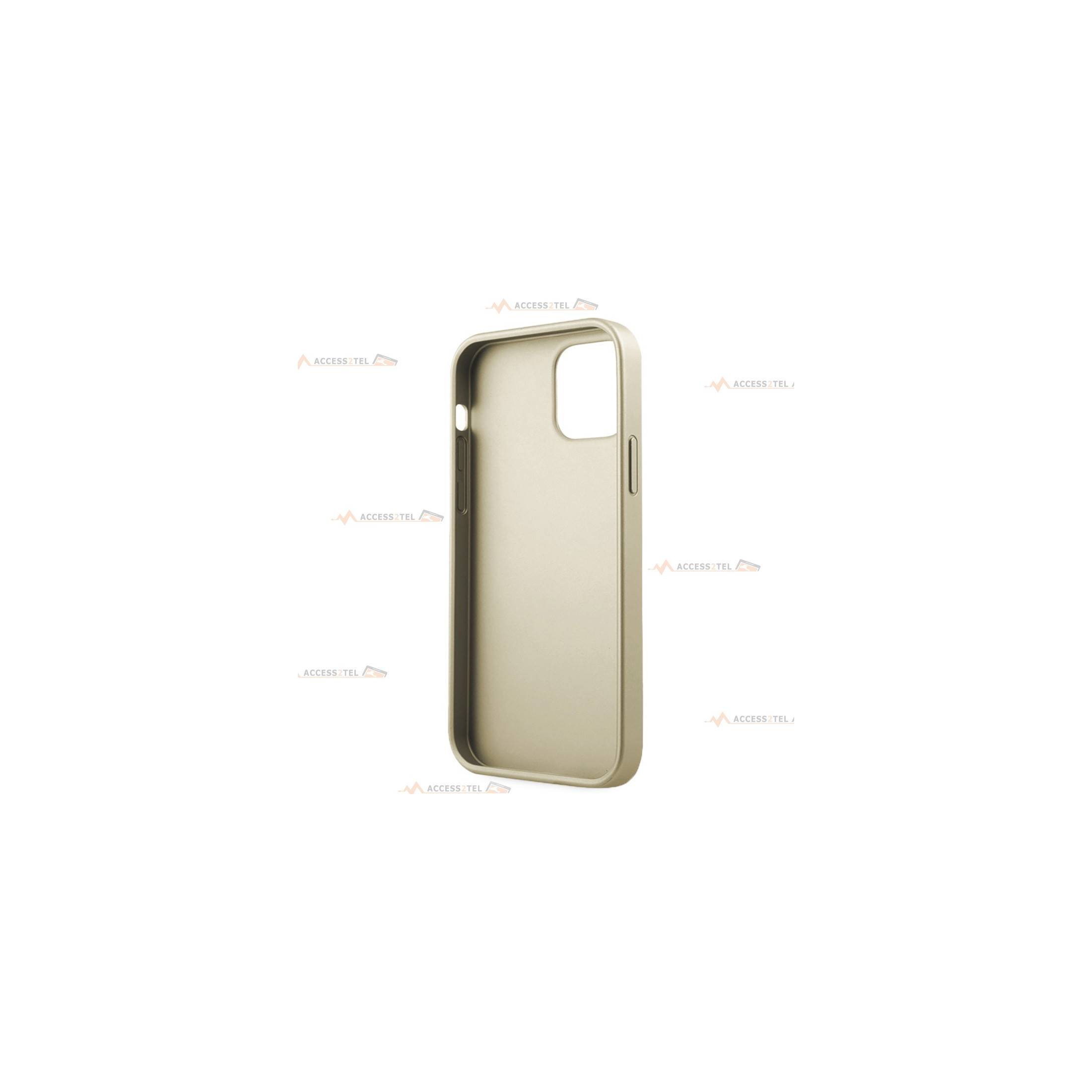 coque de téléphone guess en cuir doré pour iphone 12 intérieur