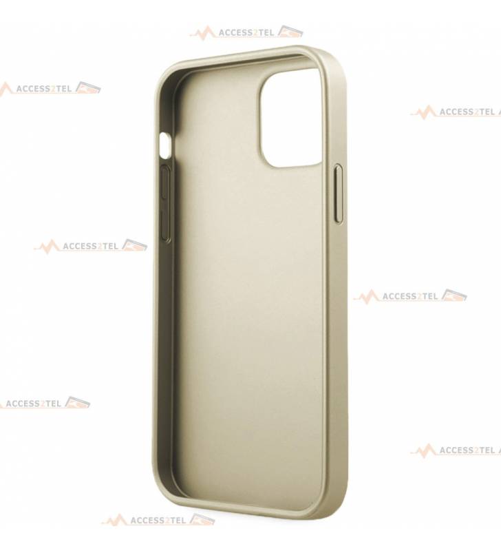 coque de téléphone guess en cuir doré pour iphone 12 intérieur