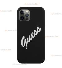 coque de téléphone noire soft touch logo guess vintage pour iphone 12 pro max