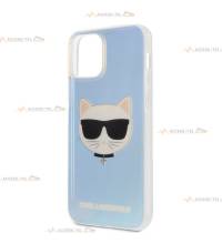 coque de téléphone bleue karl lagarfeld motif chat pour iphone 12