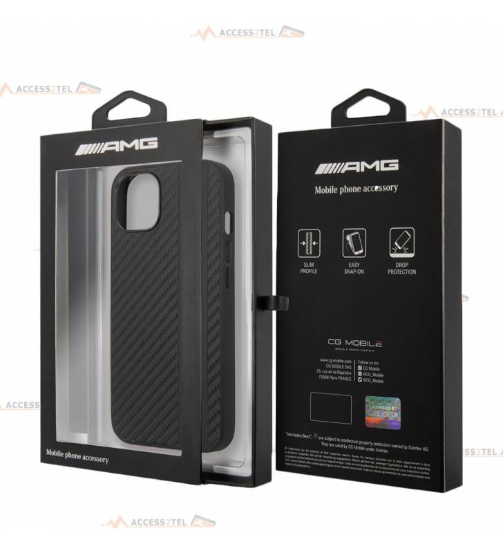 boîte coque de téléphone AMG Carbon effet métal pour iPhone 13