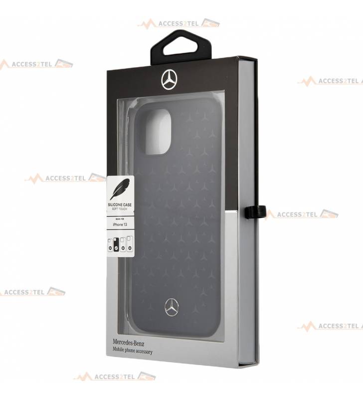 boîte coque de téléphone MERCEDES avec logo étoiles en silicone noir pour iPhone 13