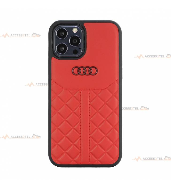 coque de téléphone Audi q8 rouge en cuir pour iPhone 12