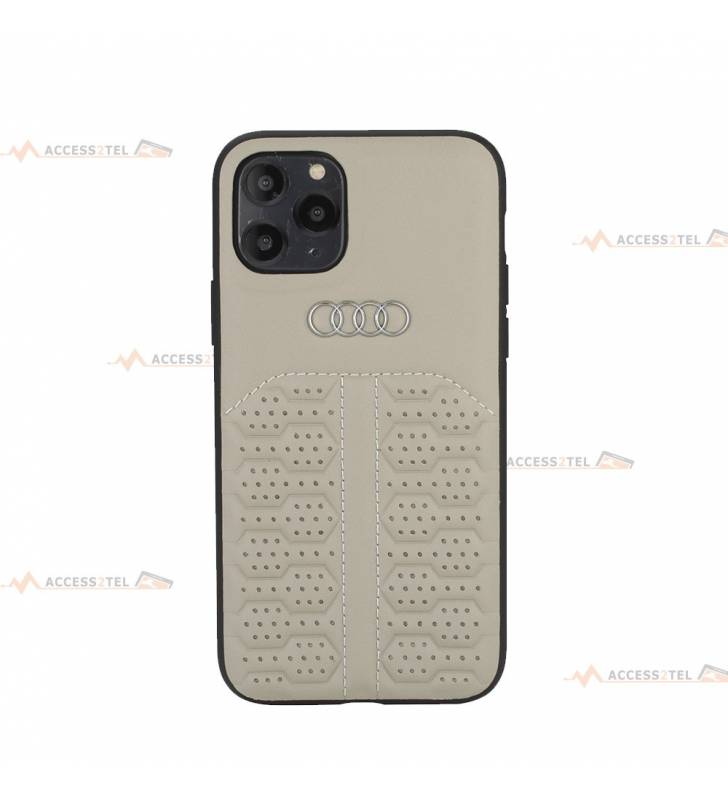 coque de téléphone Audi a6 beige en cuir pour iPhone 12 Pro