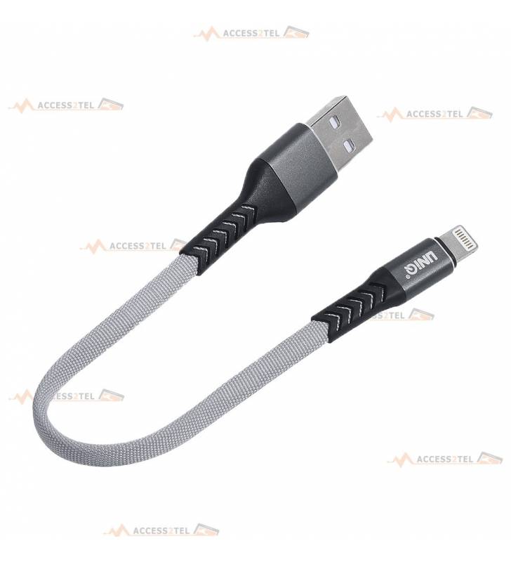 cable de chargement court gris usb vers lightning