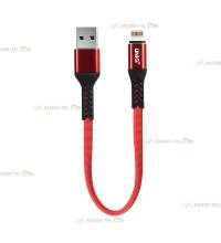 cable de chargement court usb vers lightning rouge