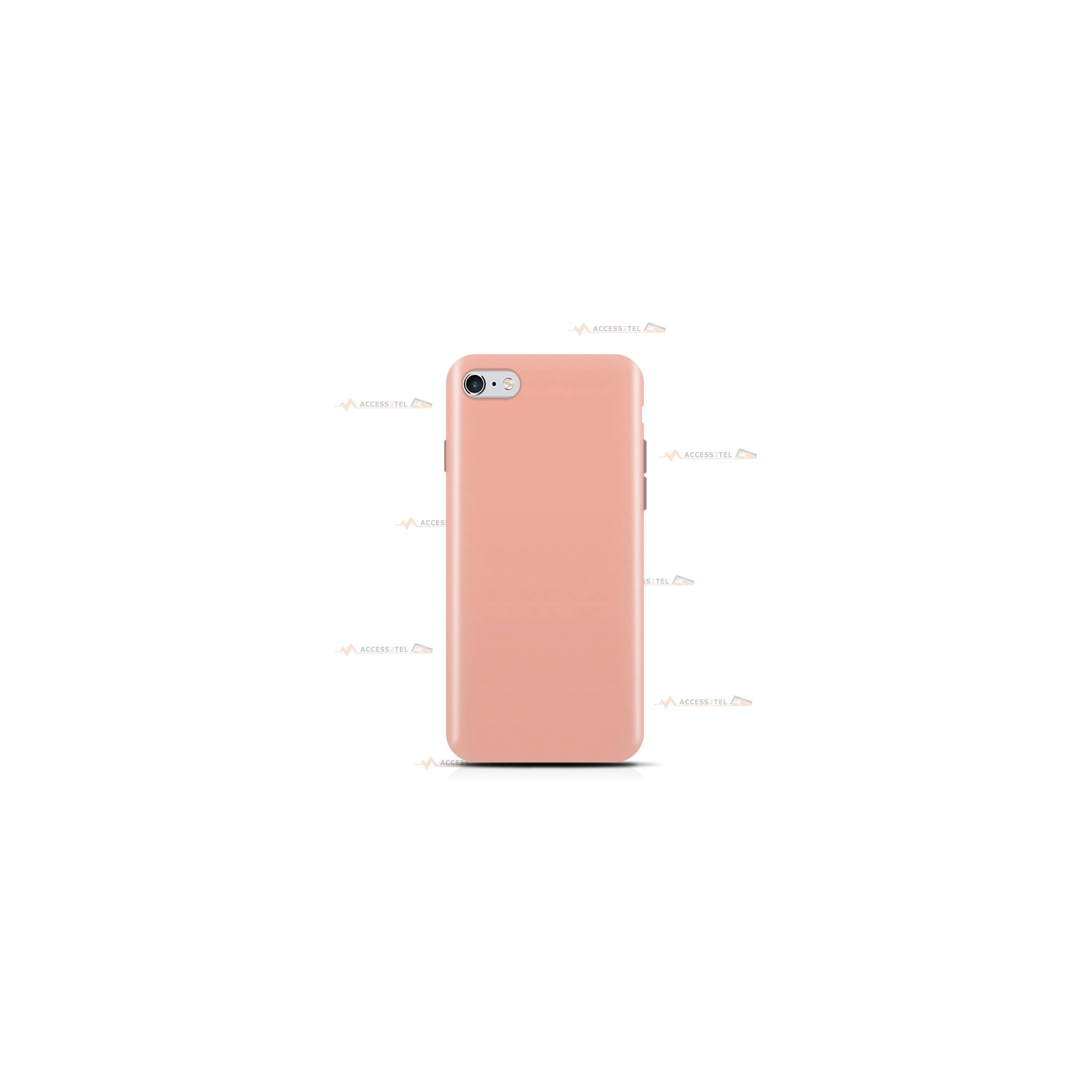 coque pour iphone 6 ou iphone 6s en silicone soft touch et intérieur microfibre rose pêche