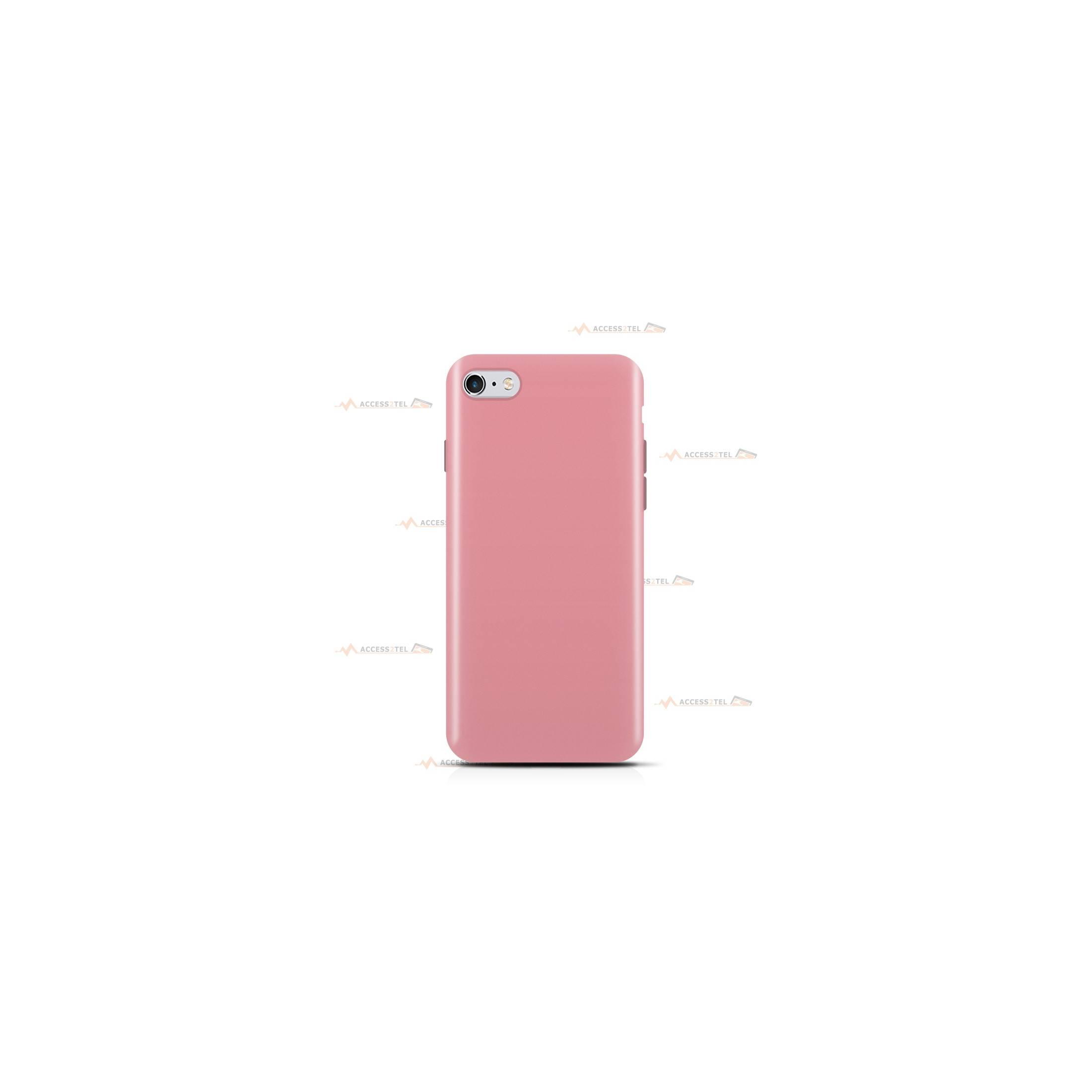 coque pour iphone 6 ou iphone 6s en silicone soft touch et intérieur microfibre rose dragée