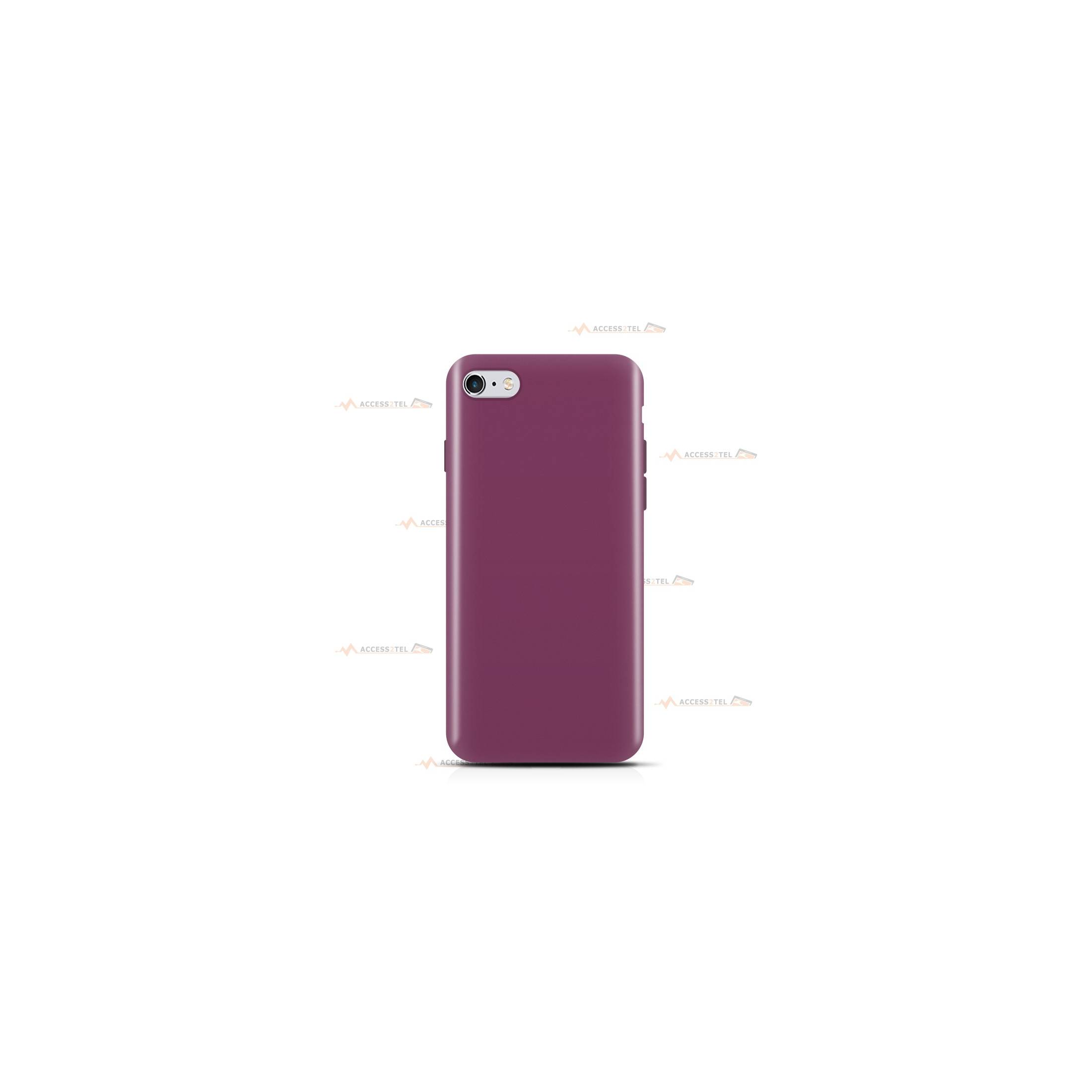 coque pour iphone 6 ou iphone 6s en silicone soft touch et intérieur microfibre prune