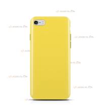 coque pour iphone 6 ou iphone 6s en silicone soft touch et intérieur microfibre jaune fluo