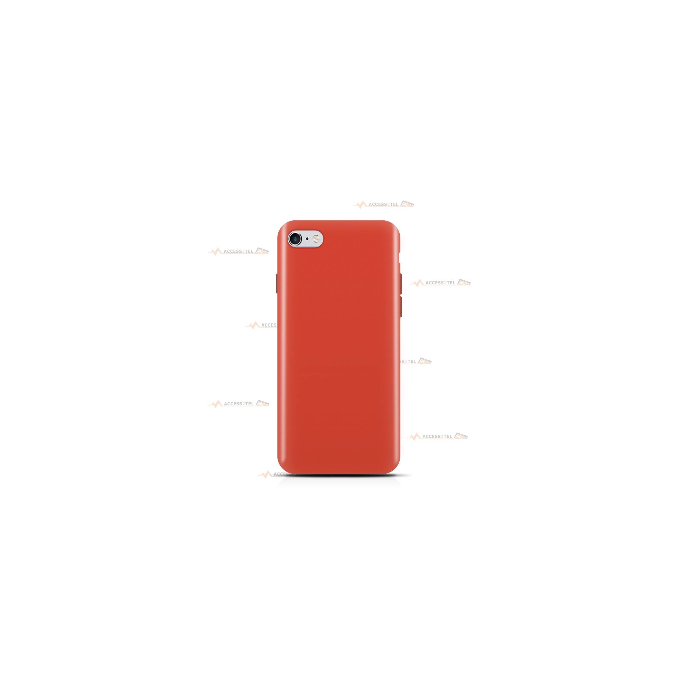 coque pour iphone 6 ou iphone 6s en silicone soft touch et intérieur microfibre orange corail