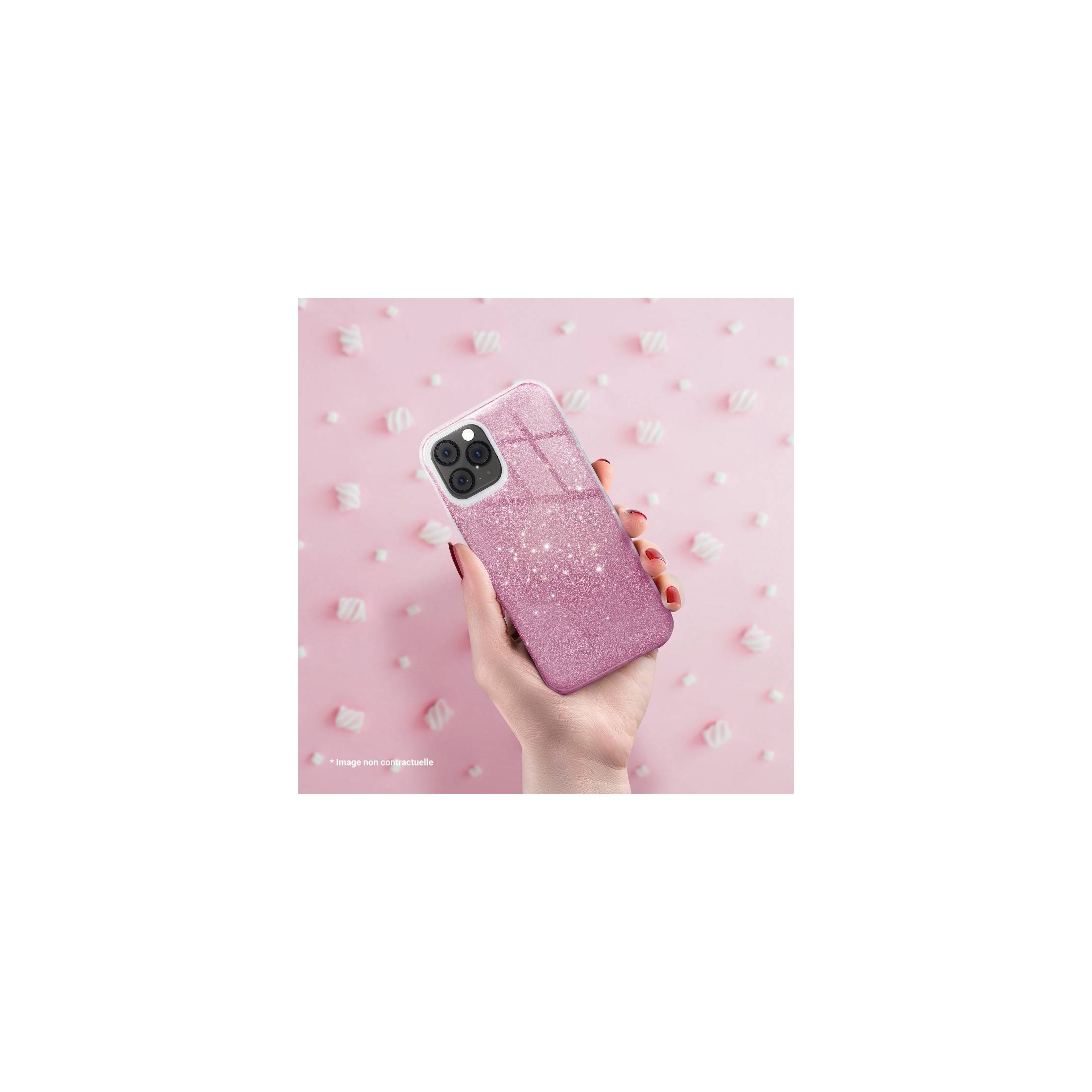 coque renforcée pour iphone 6 ou iphone 6s paillettes rose dos