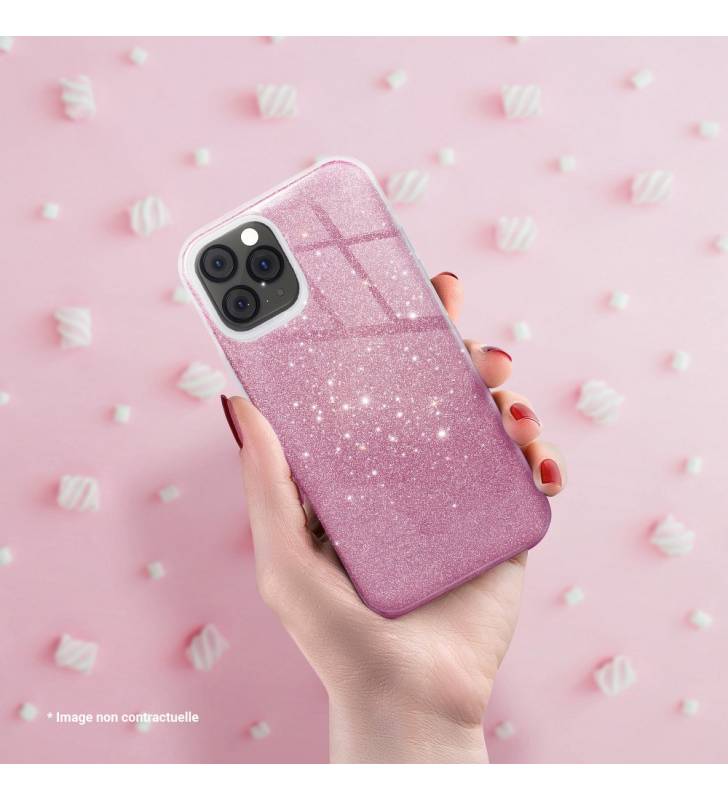 coque renforcée pour iphone 6 ou iphone 6s paillettes rose dos