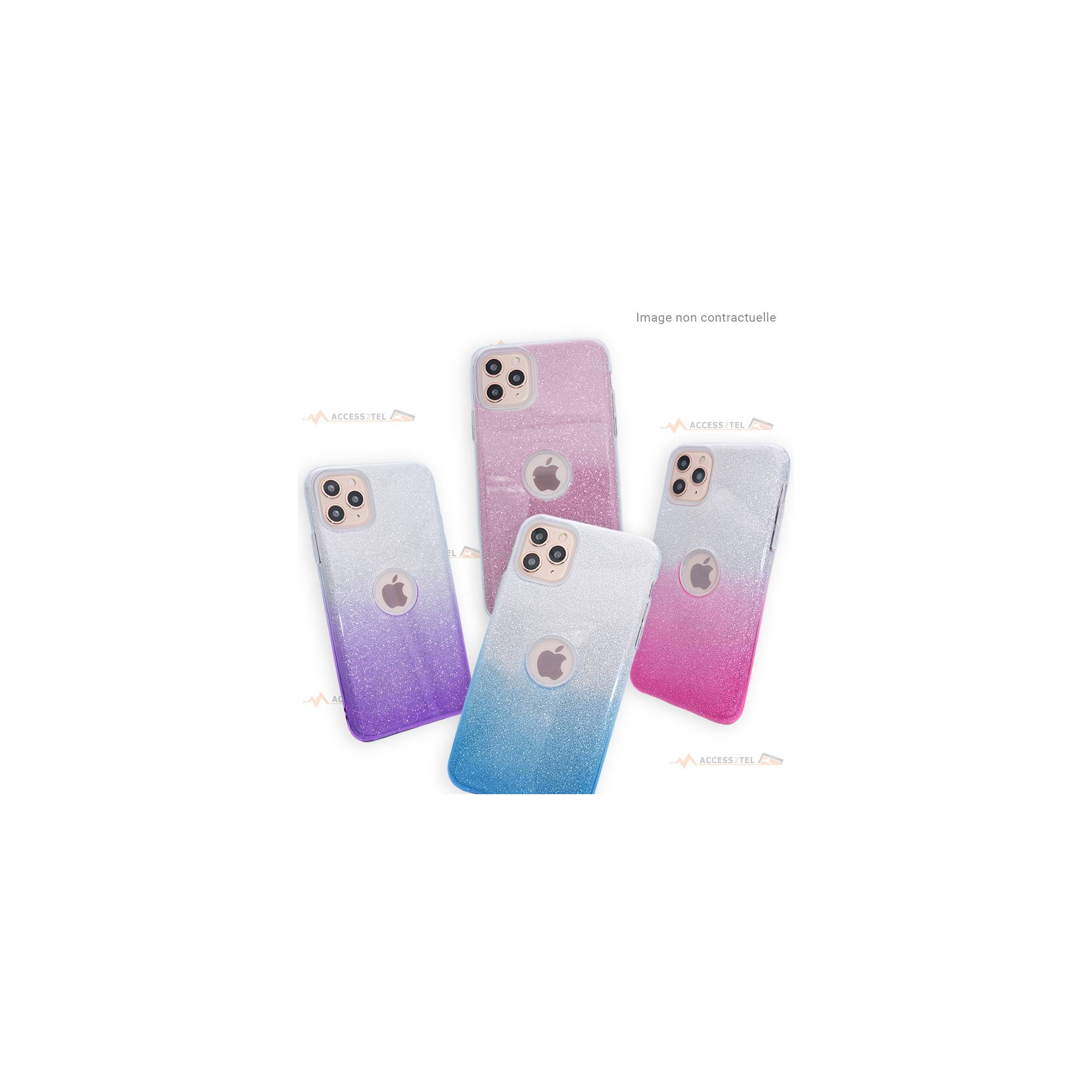 coque renforcée pour iphone 6 ou iphone 6s paillettes rose trou pomme