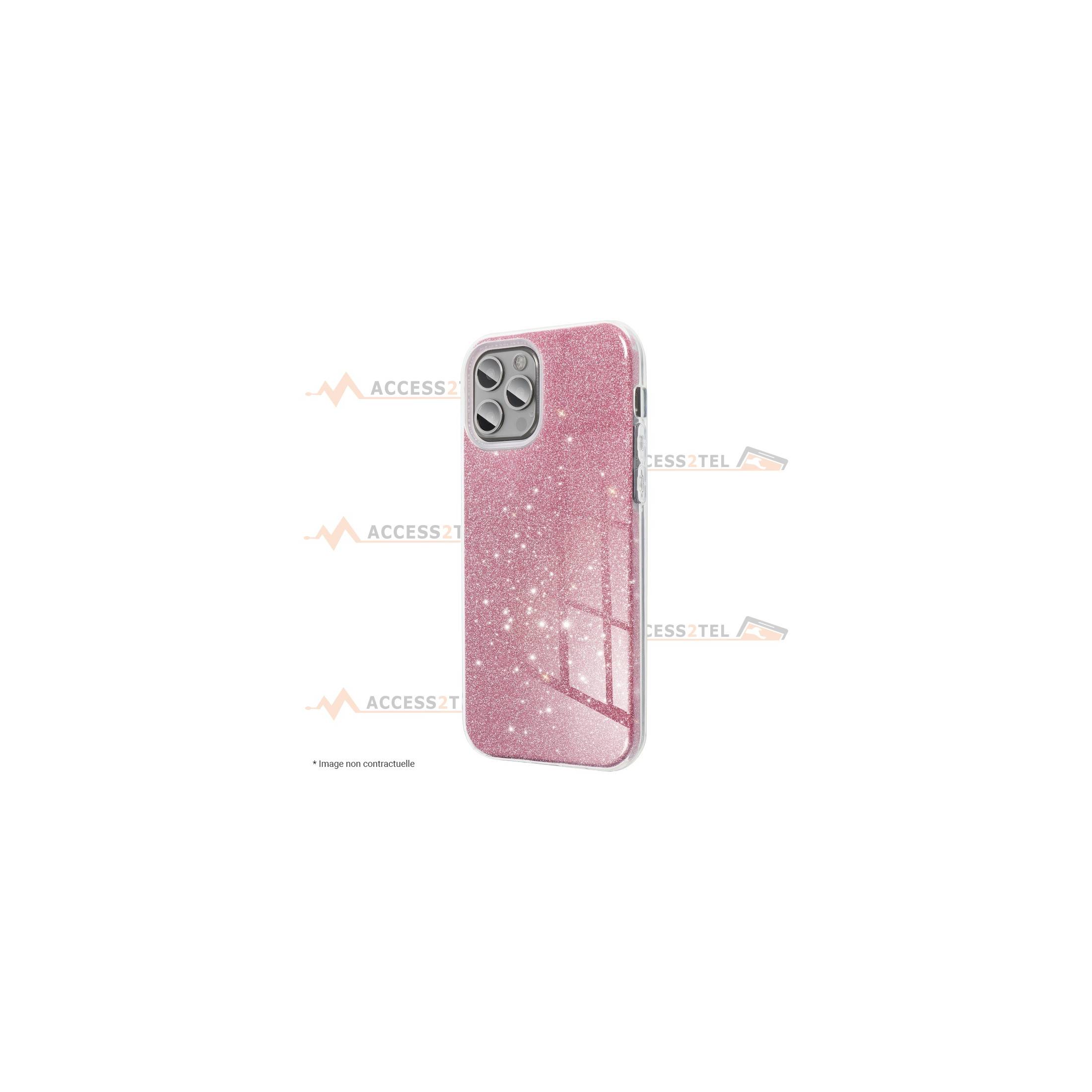 coque renforcée pour iphone 6 ou iphone 6s paillettes rose côté