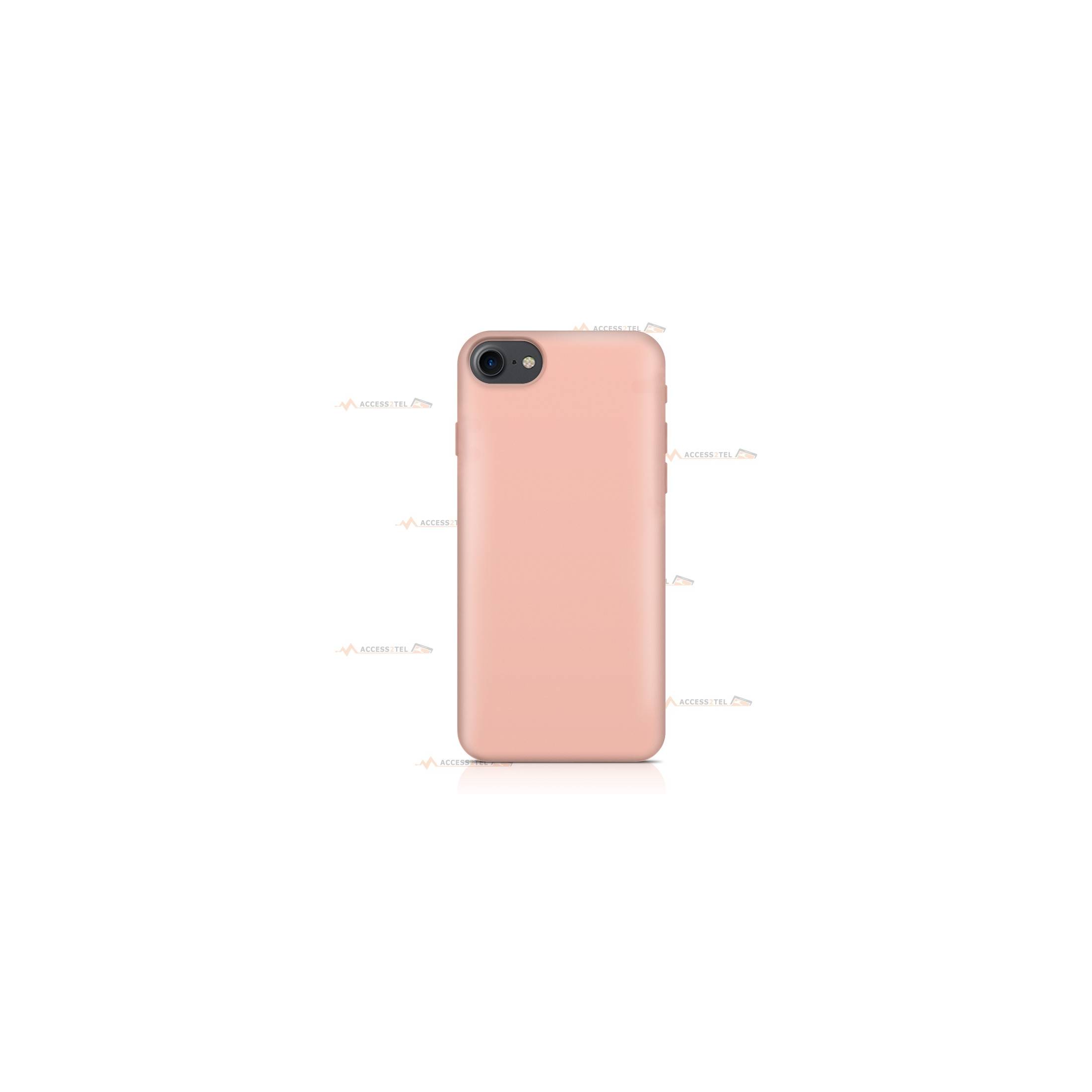 coque pour iphone 7 et iphone 8 en silicone soft touch et intérieur microfibre rose pêche