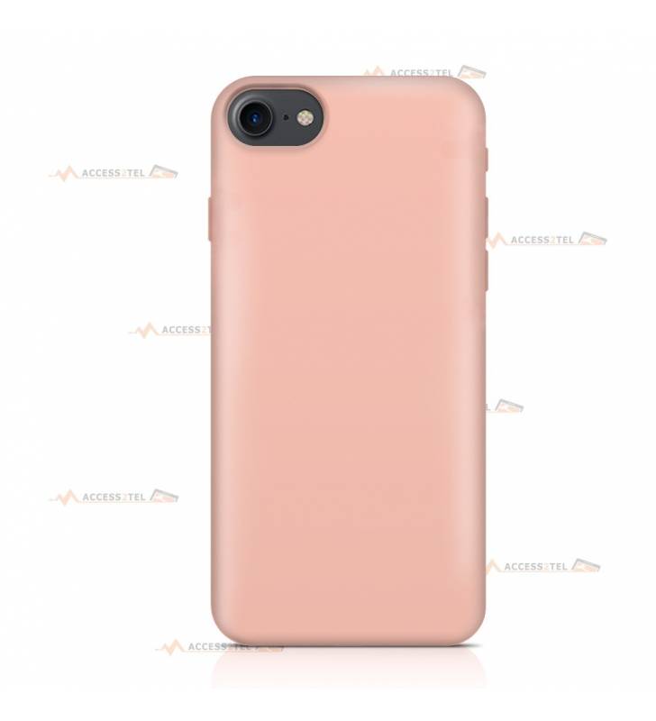 coque pour iphone 7 et iphone 8 en silicone soft touch et intérieur microfibre rose pêche