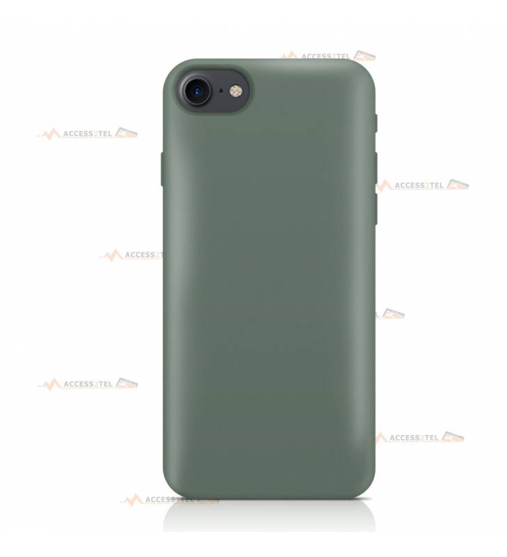 coque pour iphone 7 et iphone 8 en silicone soft touch et intérieur microfibre vert de gris