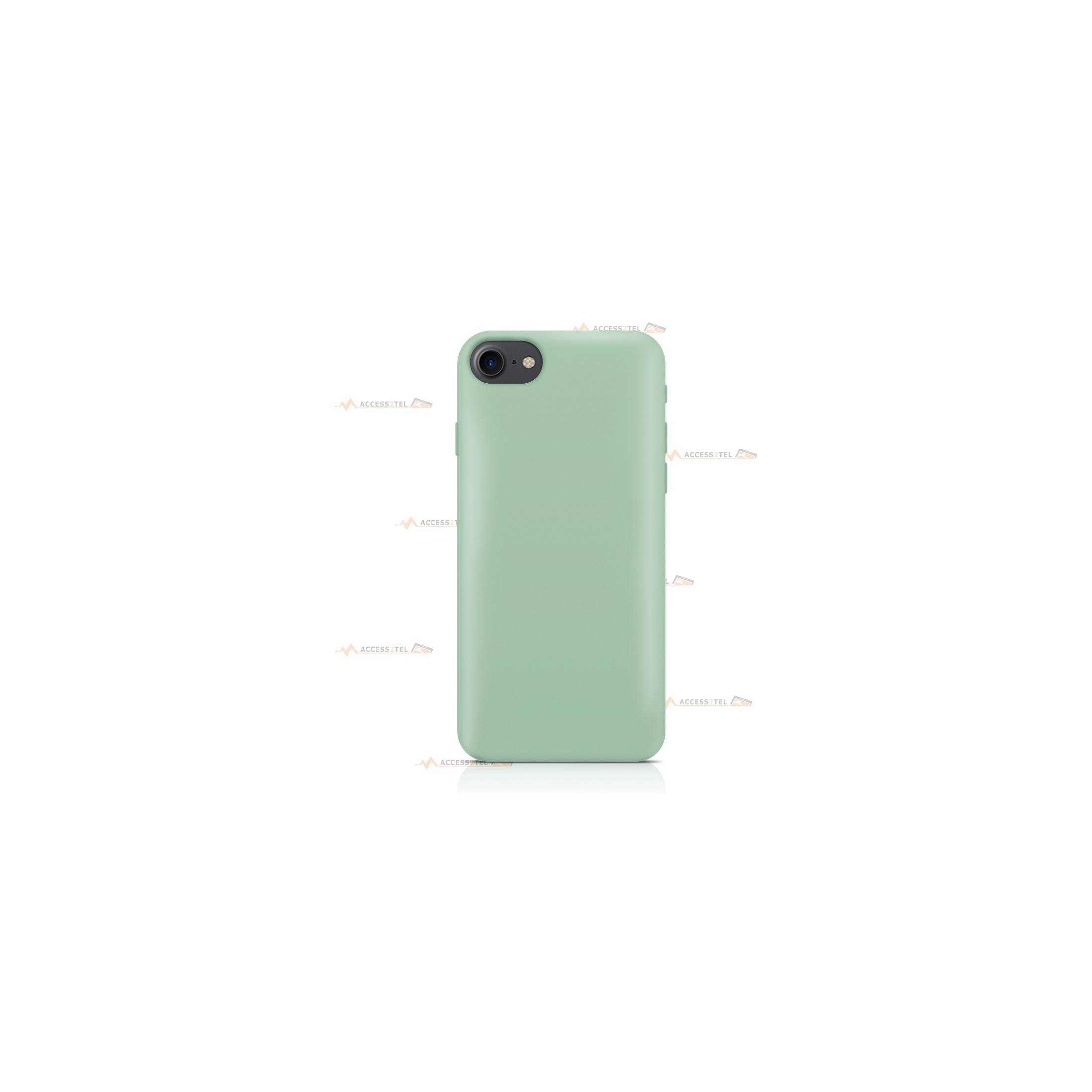 coque pour iphone 7 et iphone 8 en silicone soft touch et intérieur microfibre vert d'eau