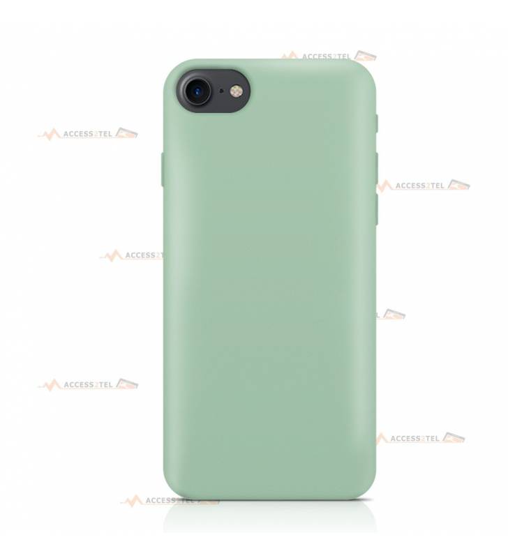 coque pour iphone 7 et iphone 8 en silicone soft touch et intérieur microfibre vert d'eau