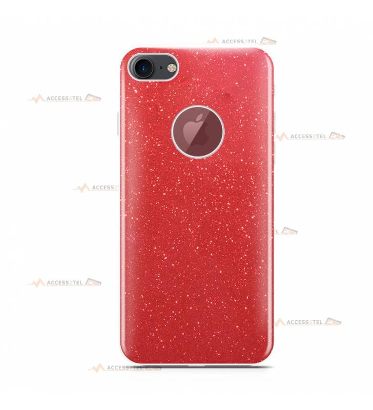 coque pour iphone 7 et iphone 8 paillettes rouge