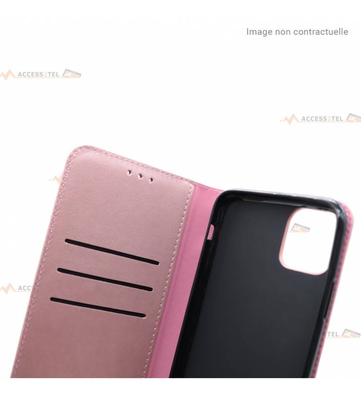 étui rose en simili-cuir pour iphone 7 8 intérieur