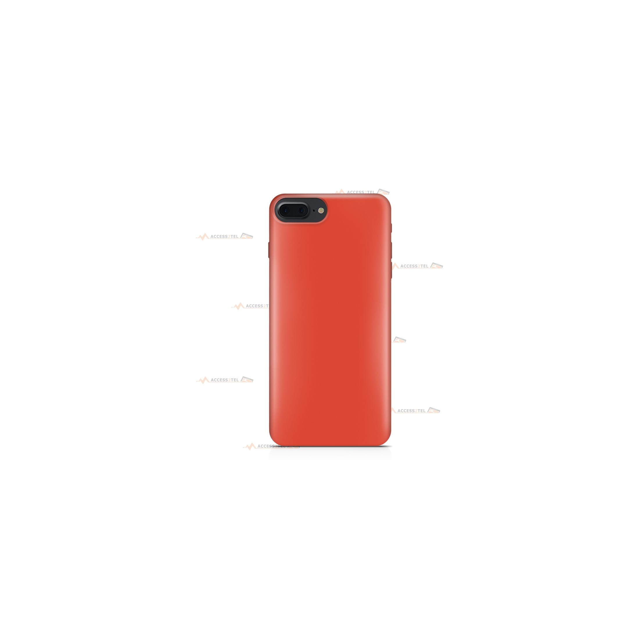 coque pour iPhone 7 Plus ou iphone 8 Plus en silicone soft touch et intérieur microfibre orange corail