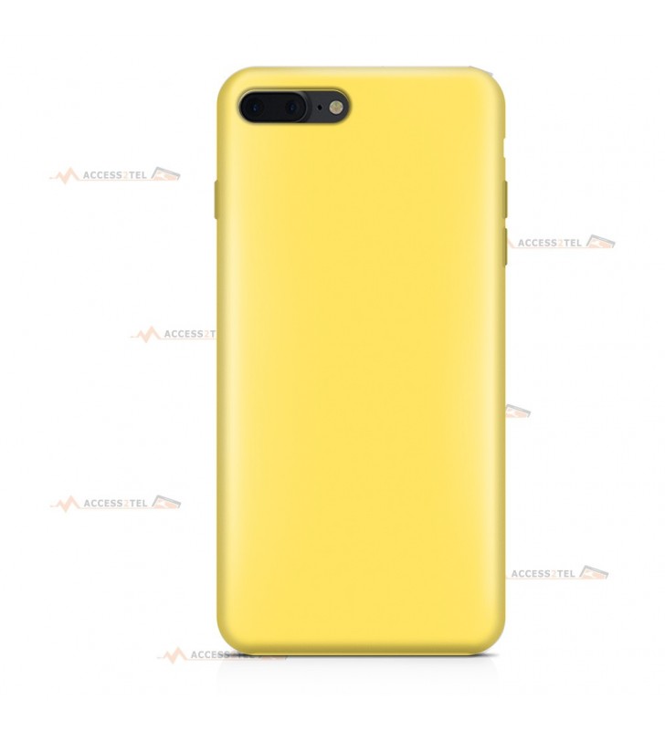 coque pour iphone 7 plus et iphone 8 plus en silicone soft touch et intérieur microfibre jaune