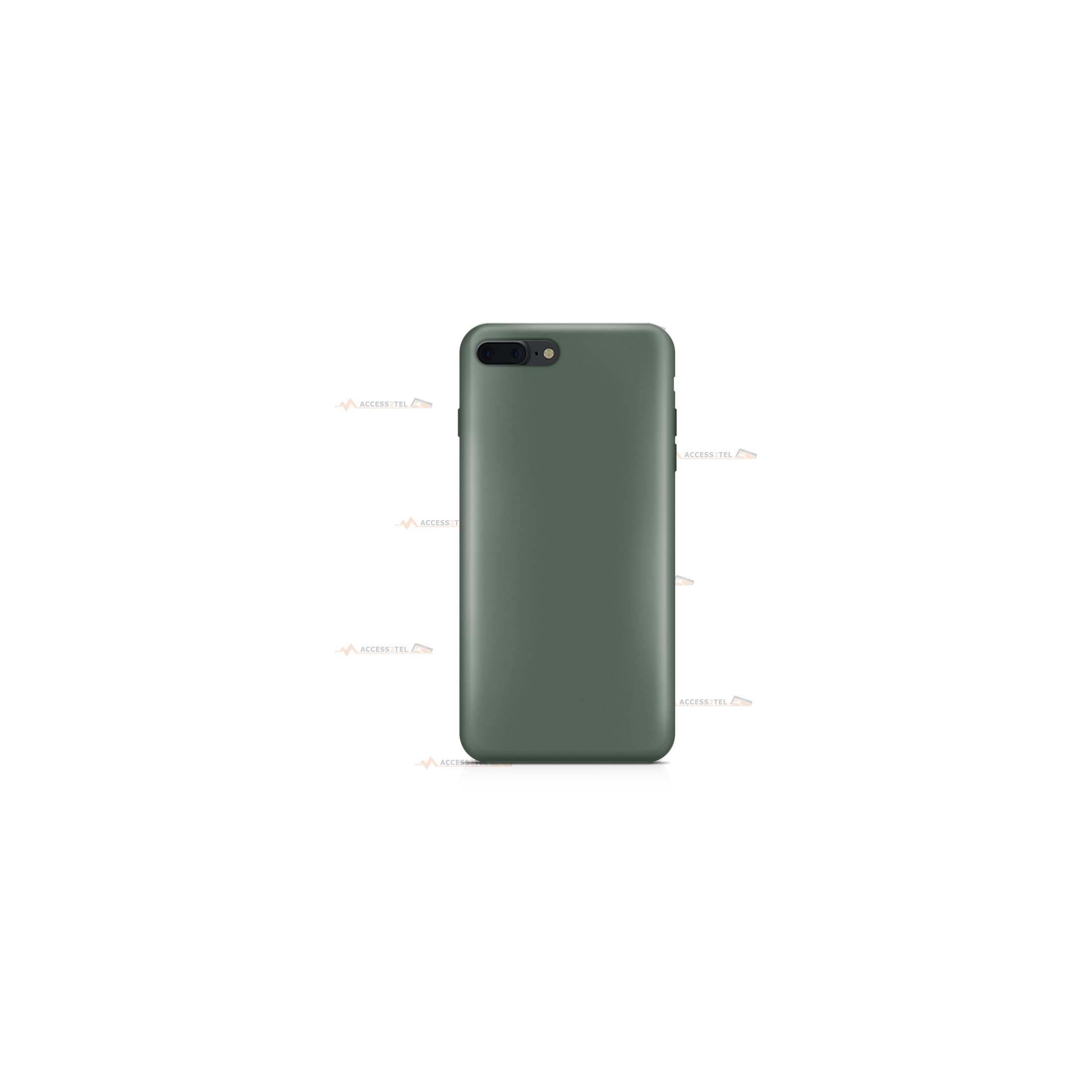 coque pour iphone 7 plus et iphone 8 plus en silicone soft touch et intérieur microfibre vert de gris