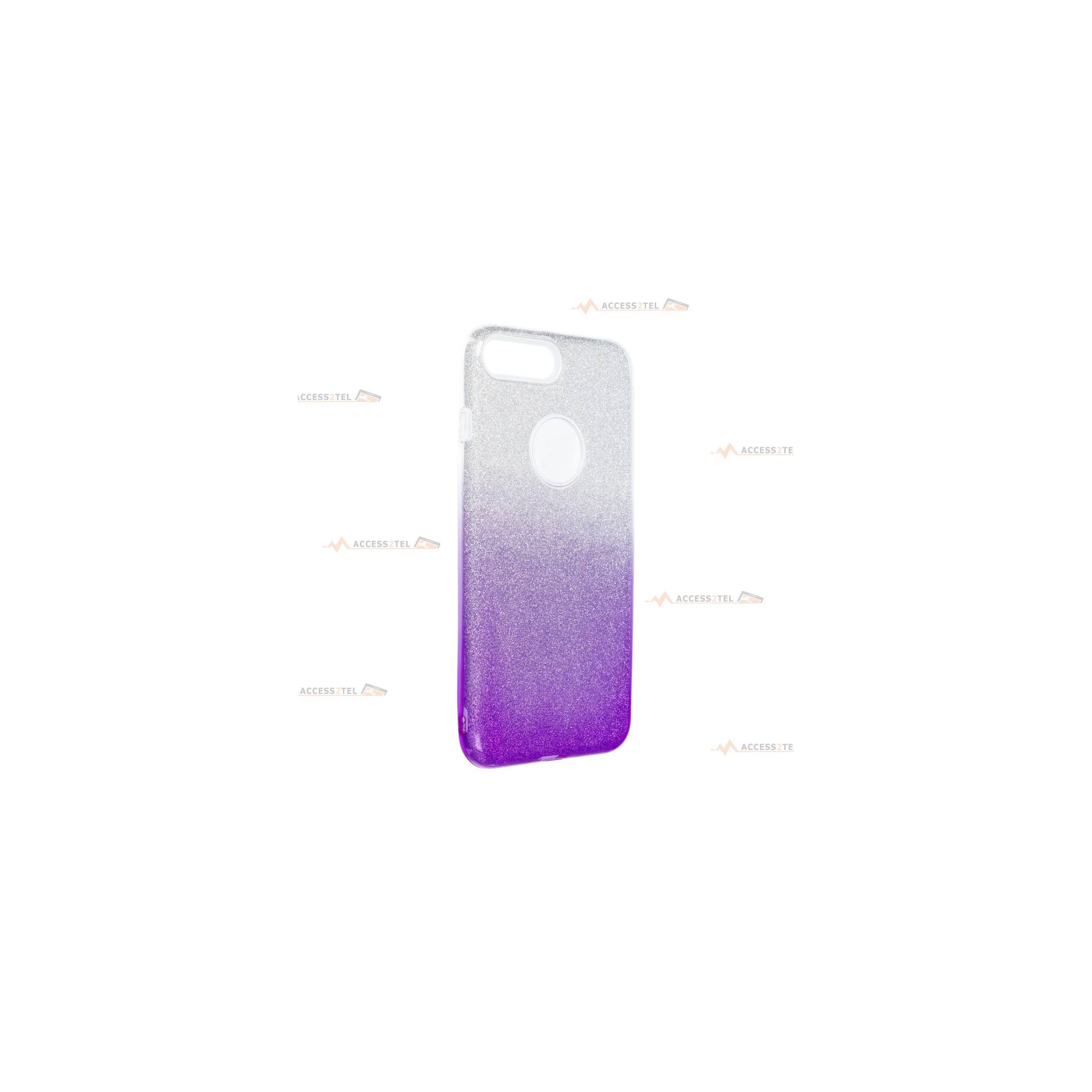 coque renforcée pour iphone 7 plus ou iphone 8 plus paillettes dégradé violet