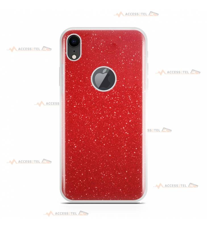 coque pour iphone XR paillettes rouge