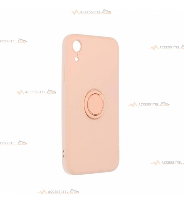 coque rose avec anneau pour iphone xr