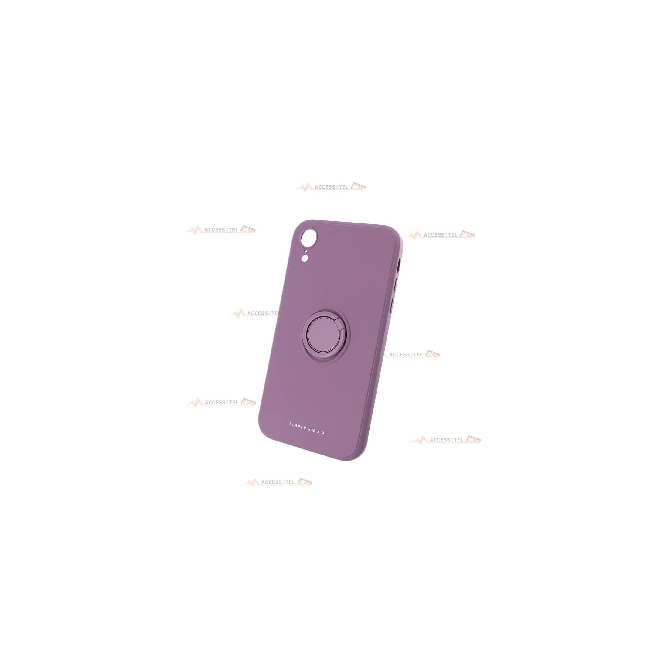 coque violette avec anneau pour iphone xr