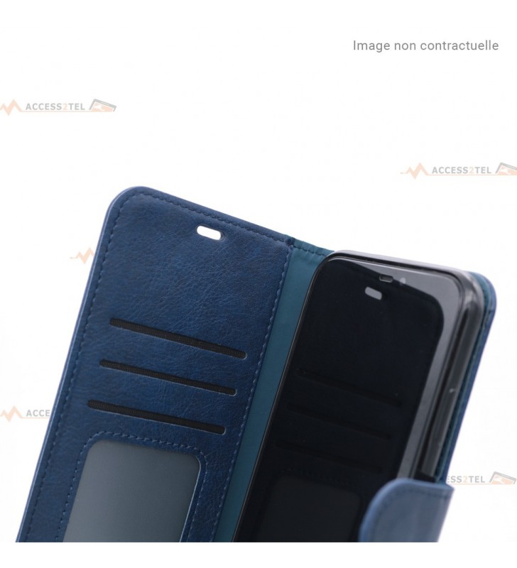 étui bleu en simili-cuir pour iphone XR intérieur