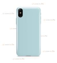 coque pour iphone X et iphone XS en silicone soft touch et intérieur microfibre bleu ciel