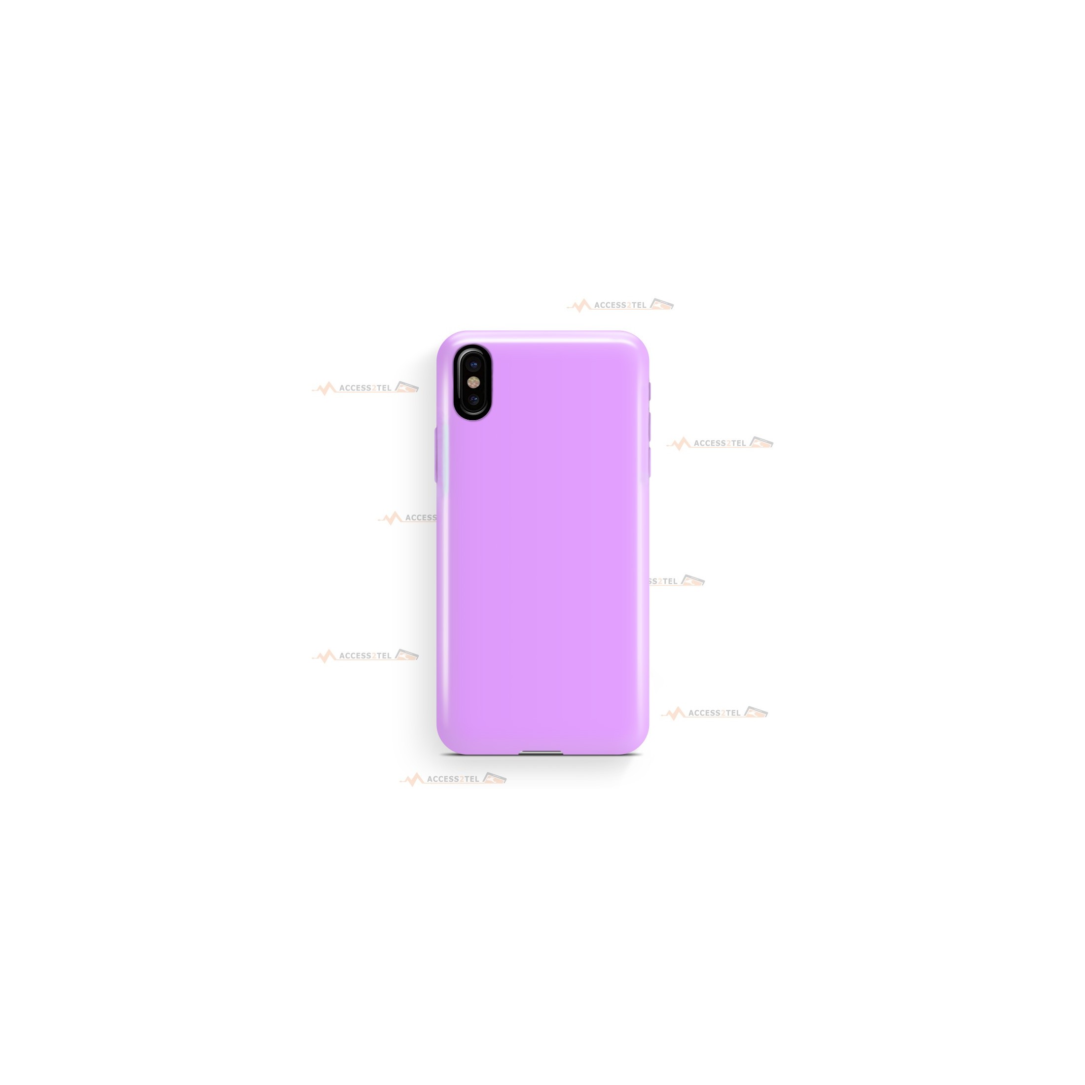 coque pour iphone X et iphone XS en silicone soft touch et intérieur microfibre mauve