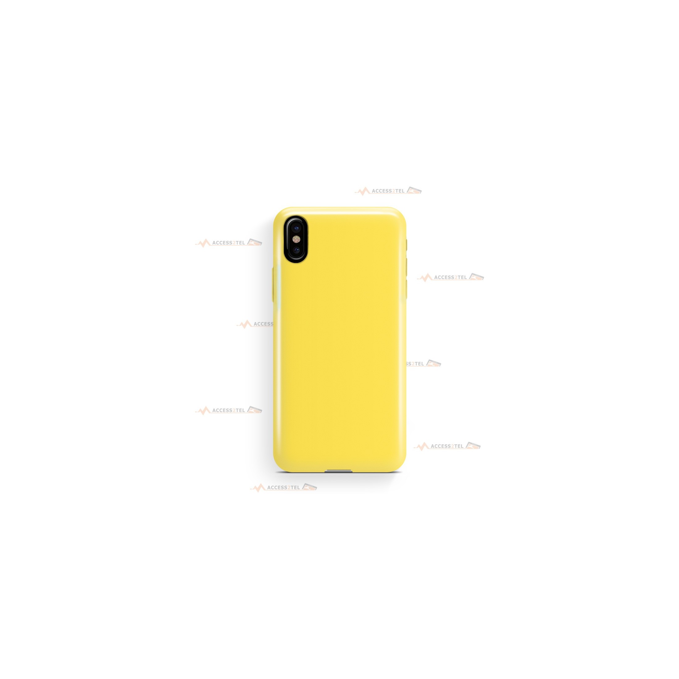 coque pour iphone X et iphone XS en silicone soft touch et intérieur microfibre jaune