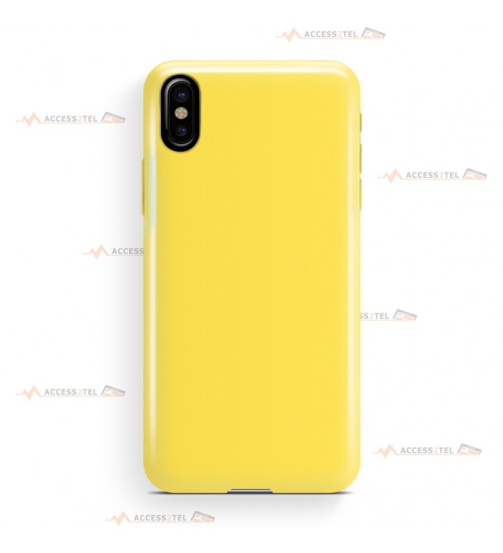 coque pour iphone X et iphone XS en silicone soft touch et intérieur microfibre jaune