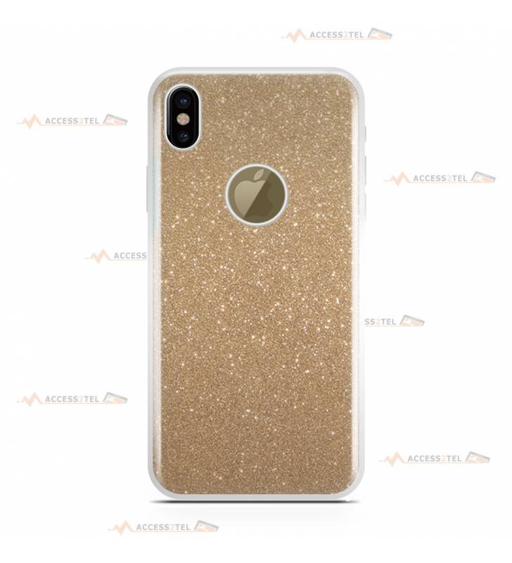 coque pour iphone X et iphone XS paillettes dorée