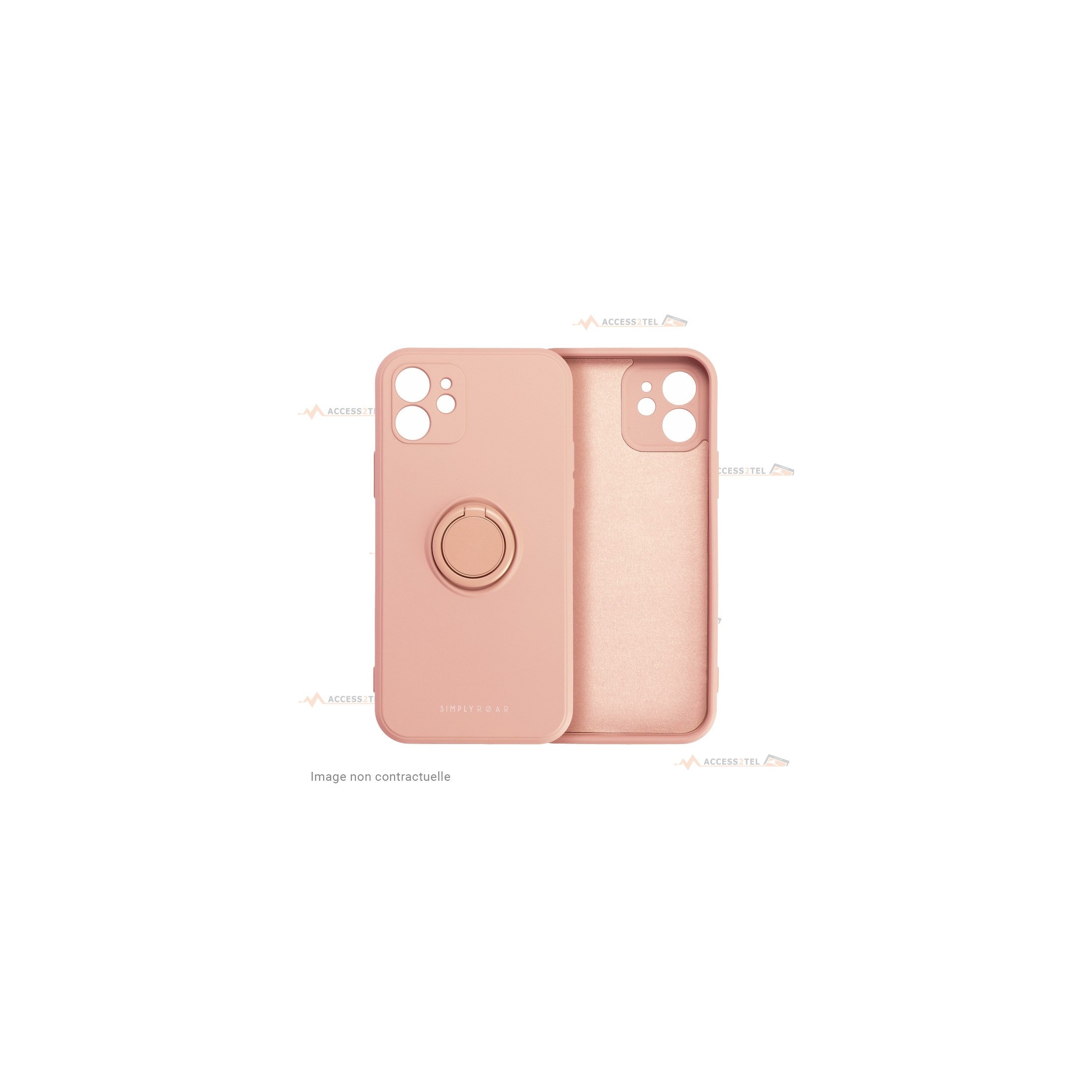 coque rose en silicone interieur fibre avec anneau pour iphone X et iphone XS