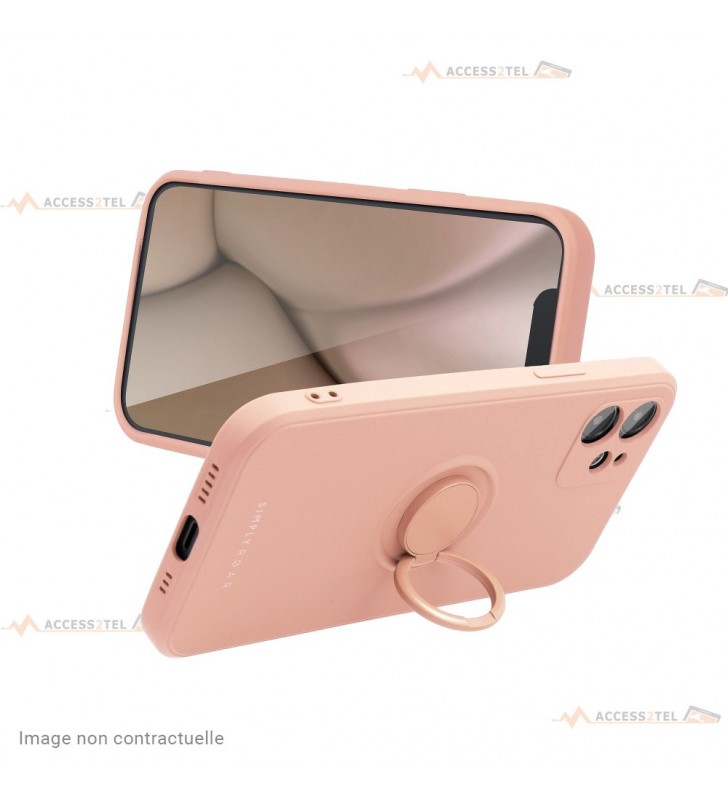 coque rose avec anneau mode support pour iphone X et iphone XS