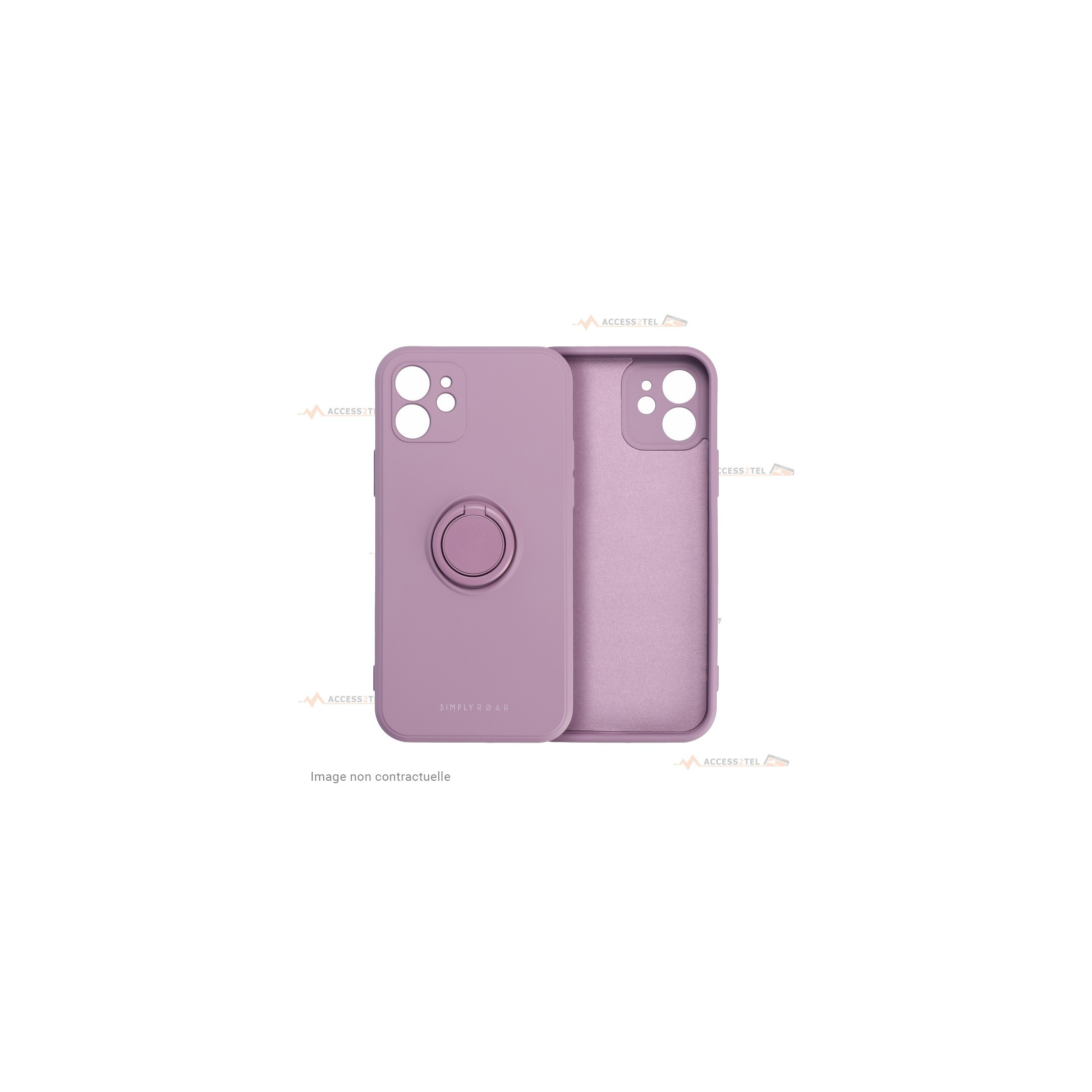 coque violette en silicone interieur fibre avec anneau pour iphone X et iphone XS