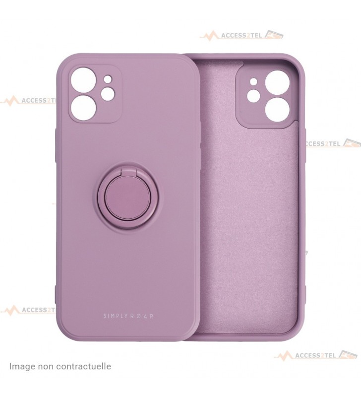 coque violette en silicone interieur fibre avec anneau pour iphone X et iphone XS