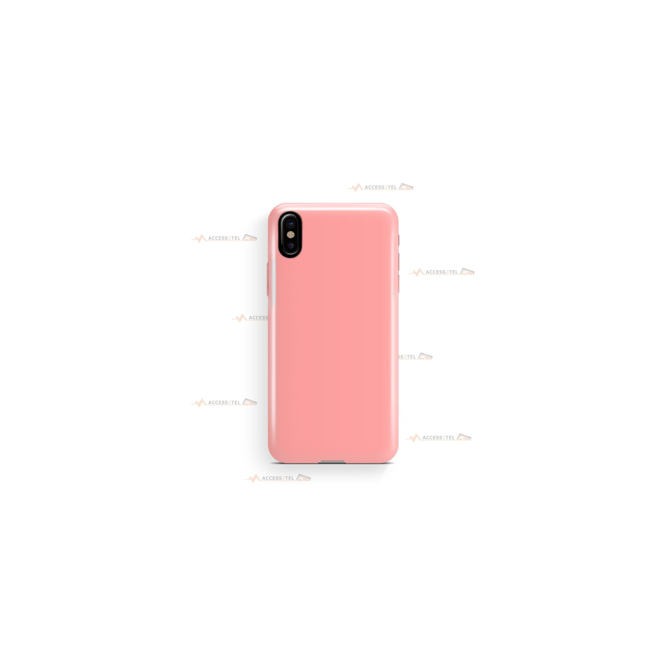 coque pour iphone XS max en silicone soft touch et intérieur microfibre rose dragée