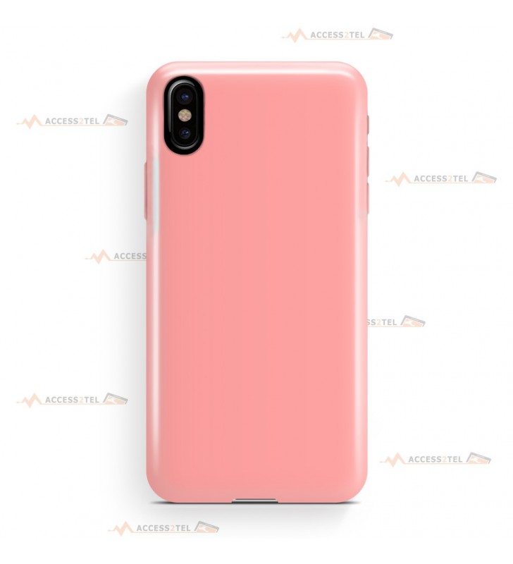 coque pour iphone XS max en silicone soft touch et intérieur microfibre rose dragée