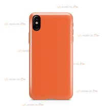 coque pour iphone XS max en silicone soft touch et intérieur microfibre orange abricot