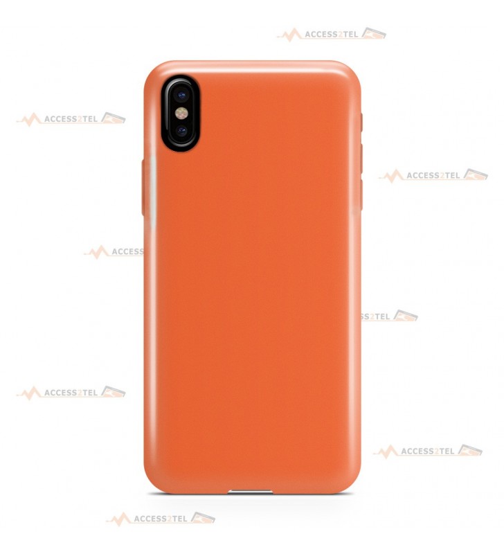 coque pour iphone XS max en silicone soft touch et intérieur microfibre orange abricot