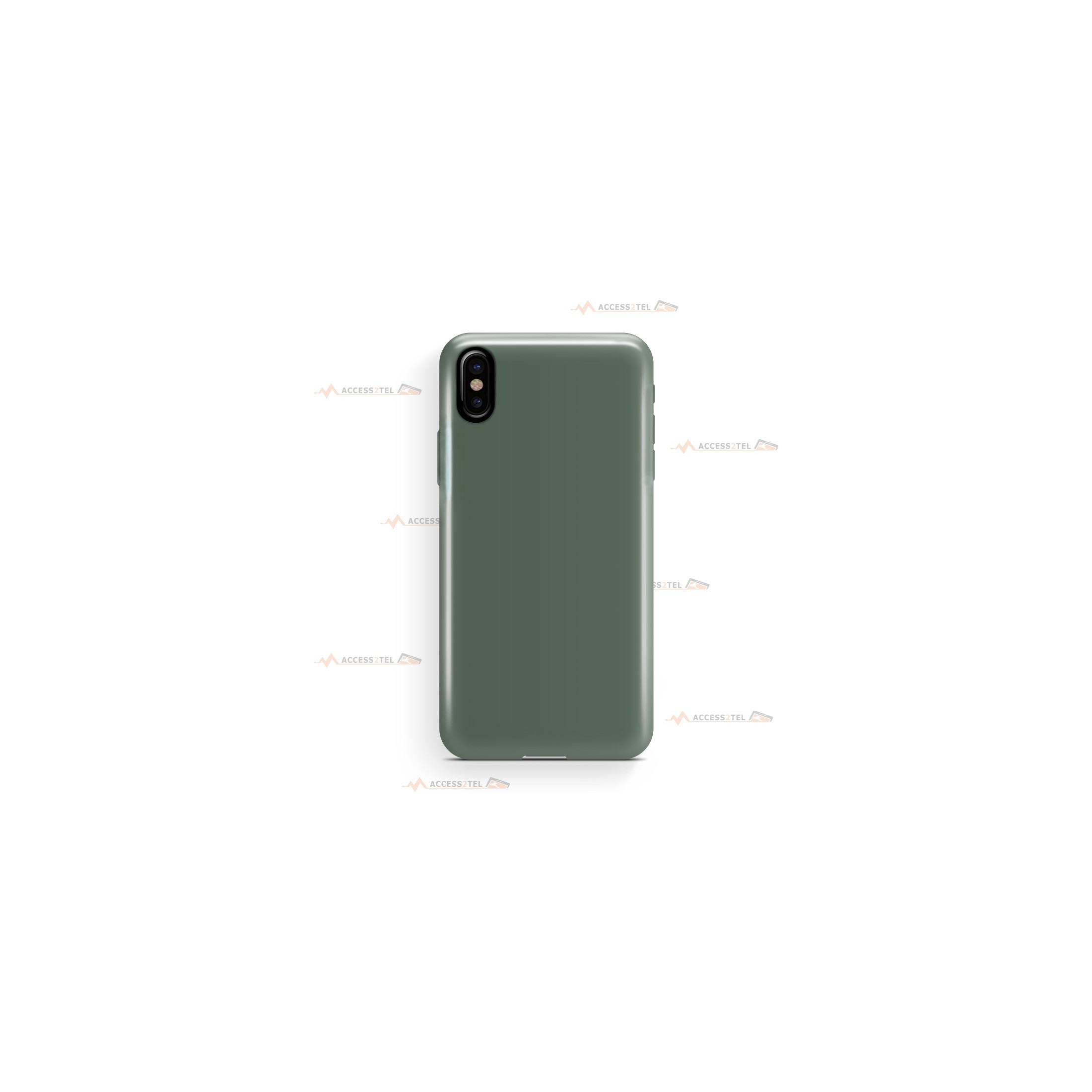 coque pour iphone XS max en silicone soft touch et intérieur microfibre vert de gris