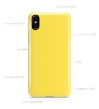 coque pour iphone XS max en silicone soft touch et intérieur microfibre jaune fluo